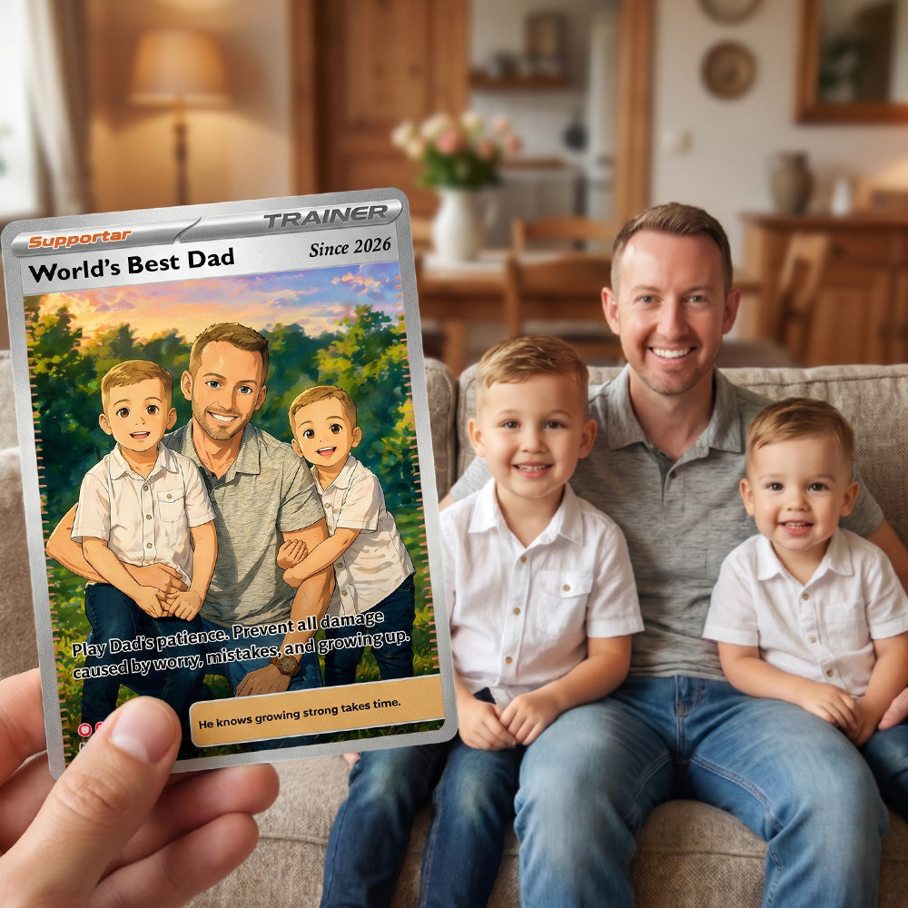 50% OFF🖤Personalized Dad Anime Supporter Trainer Card Pokecard For Pokedad