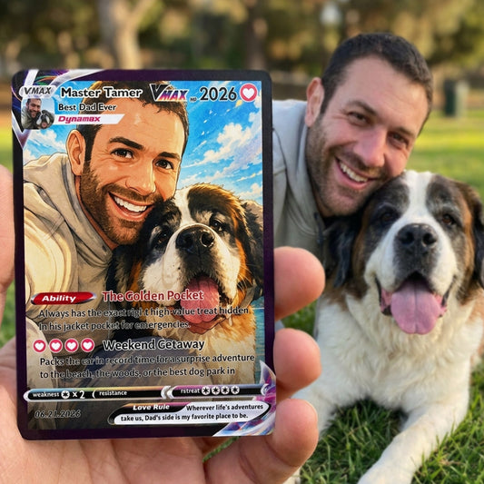 50% OFF🐶Custom Dad & Pet Anime Poke Card V/VMAX/GX/EX, Father's Day Gift