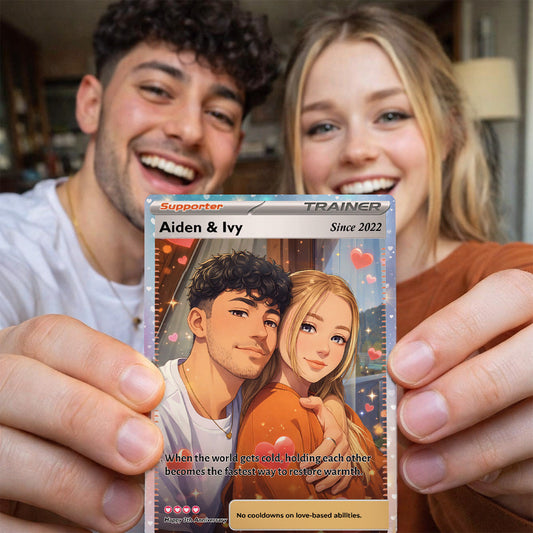 50% OFF💕Personalized Couple Anime Supporter Trainer Card Pokecard