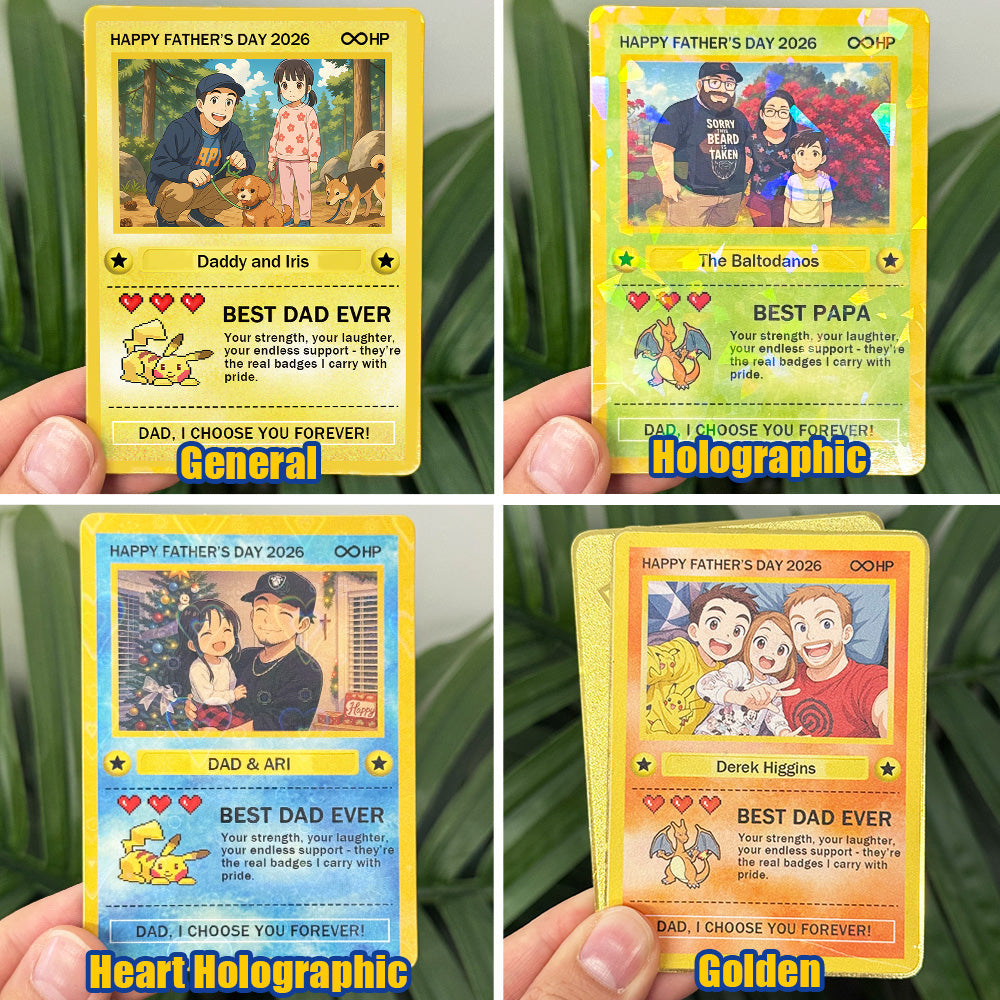 Custom Anime Photo "Best Dad Ever" Base Set Card Pokecard