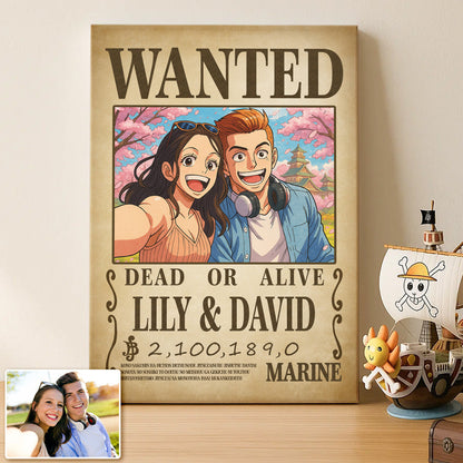 Custom Anime Wanted Couple Portrait, Pirate Theme Frame Gift⚓