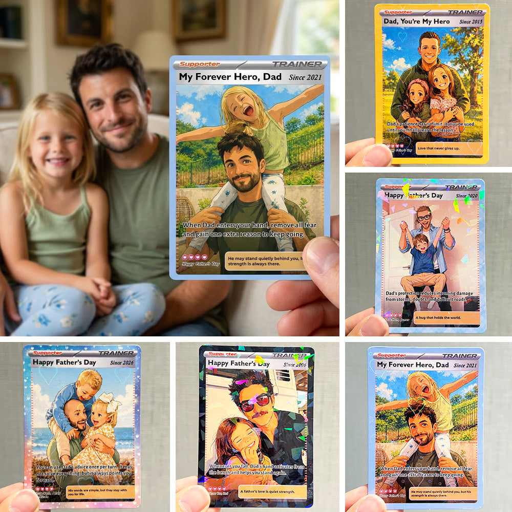 50% OFF🖤Personalized Dad Anime Supporter Trainer Card Pokecard For Pokedad