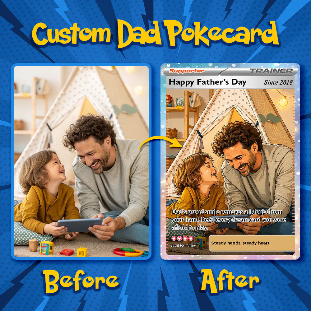 50% OFF🖤Personalized Dad Anime Supporter Trainer Card Pokecard For Pokedad