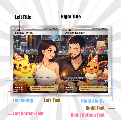2-Card Set💕Personalized Couple Anime Supporter Trainer Connecting Art Card