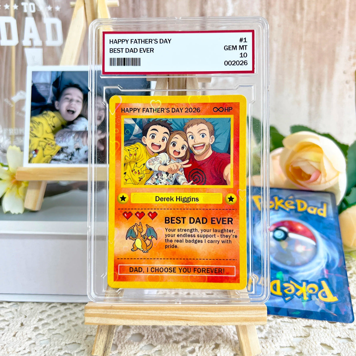 Custom Anime Photo "Best Dad Ever" Base Set Card Pokecard