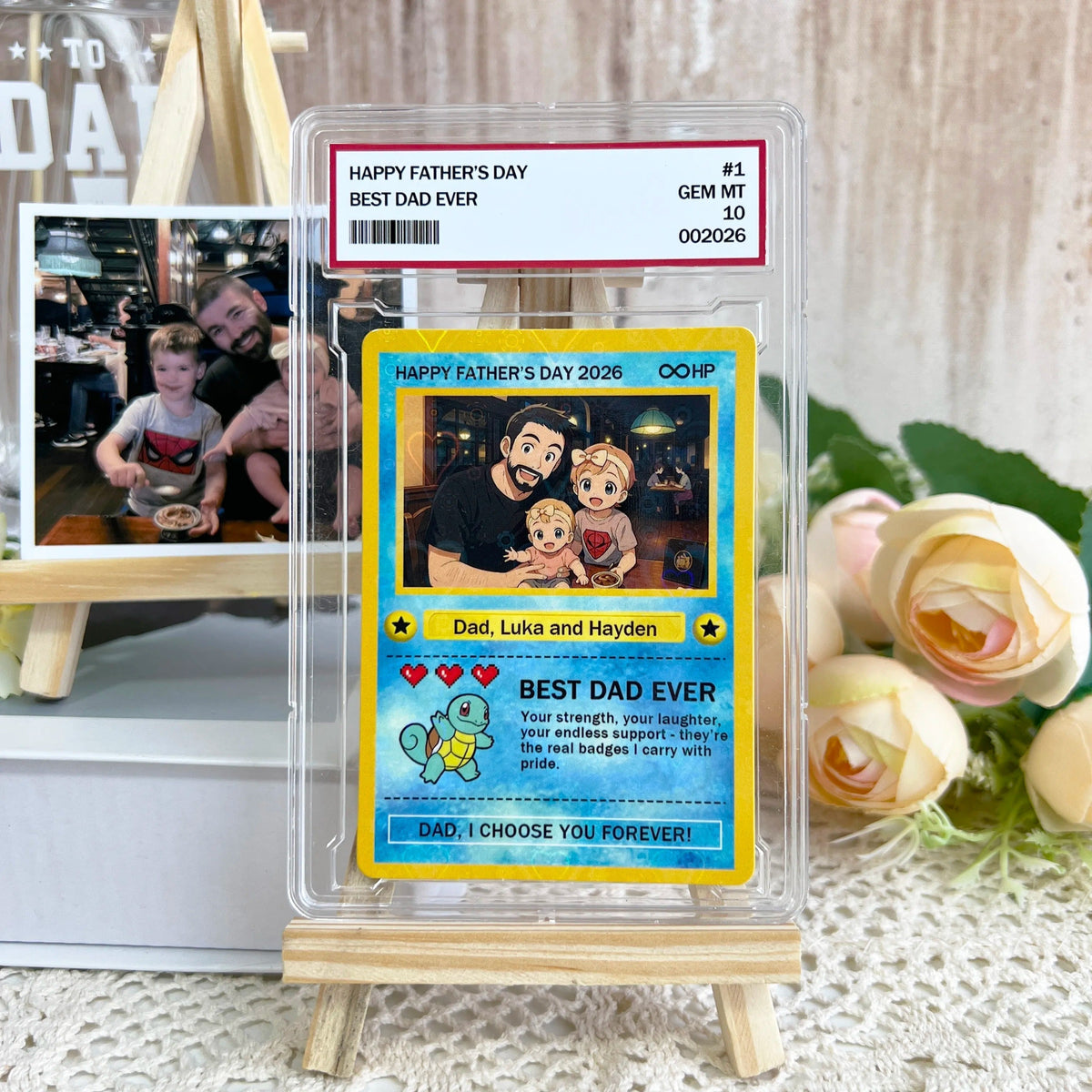 Custom Anime Photo "Best Dad Ever" Base Set Card Pokecard